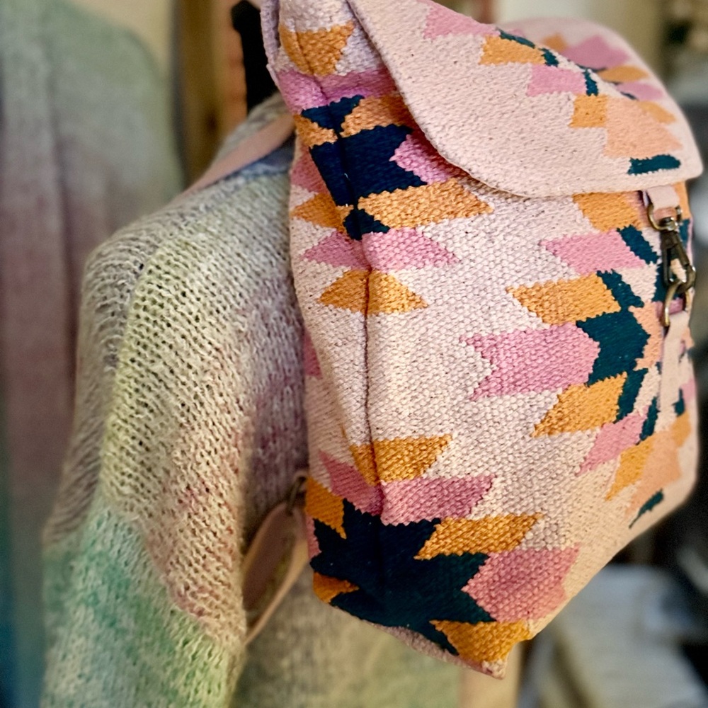 Multicolor Geometric Aztec Pattern Women's Backpack - Picture 9 of 10